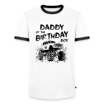 Daddy of the Birthday Boy Monster Truck Party - Men's Ringer Shirt - white/black - Front - AI Model Female 172 light (172cm) & AI Model Male 178 dark (178cm)