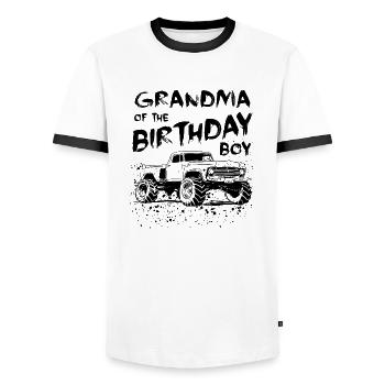 Grandma of the Birthday Boy Monster Truck Party - Men's Ringer Shirt - white/black - Front - AI Model Female 172 light (172cm) & AI Model Male 178 dark (178cm)