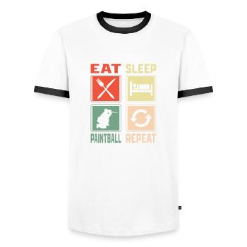Eat Sleep Paintball Repeat Paintballer Tactical Pl - Männer Kontrast-T-Shirt - Weiß/Schwarz - Vorne - AI Model Female 172 light (172cm) & AI Model Male 178 dark (178cm)