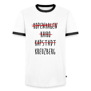 Kreuzberg Berlin Streichliste - Männer Kontrast-T-Shirt - Weiß/Schwarz - Vorne - AI Model Female 172 light (172cm) & AI Model Male 178 dark (178cm)