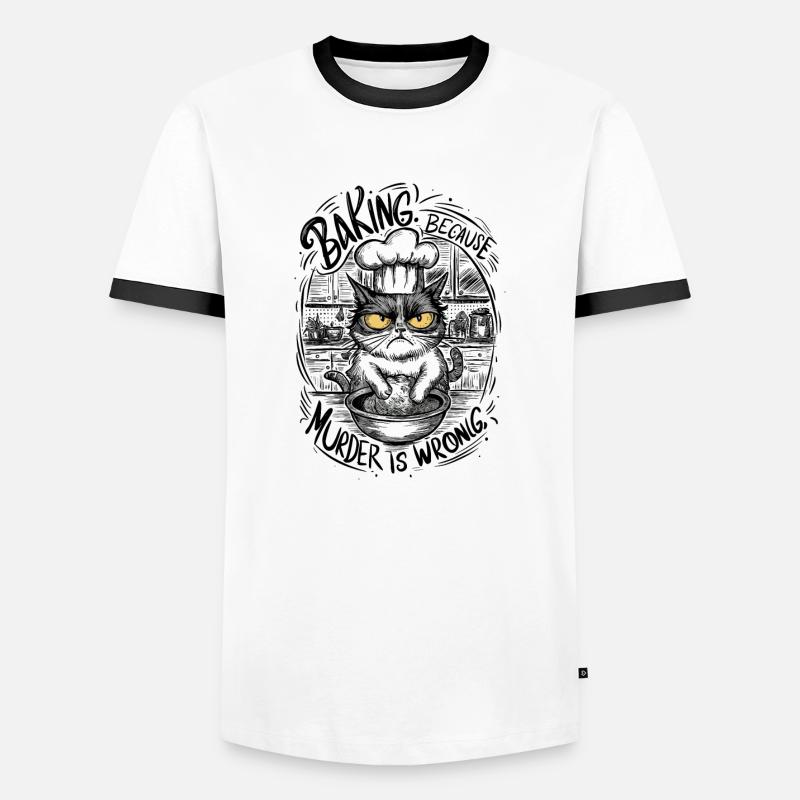 Baking Because Murder Is Wrong - Men's Ringer Shirt - white/black