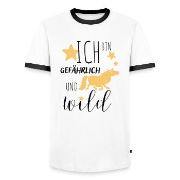 Ich bin und wild! - Männer Kontrast-T-Shirt - Weiß/Schwarz - Vorne - AI Model Female 172 light (172cm) & AI Model Male 178 dark (178cm)