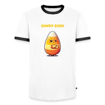 Bonbons au maïs Les bonbons au maïs vous détestent aussi - T-shirt contrasté Homme - blanc/noir - Devant - AI Model Female 172 light (172cm) & AI Model Male 178 dark (178cm)