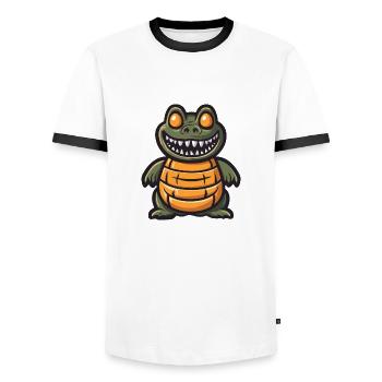 Alligator Halloween Bande dessinée drôle - T-shirt contrasté Homme - blanc/noir - Devant - AI Model Female 172 light (172cm) & AI Model Male 178 dark (178cm)
