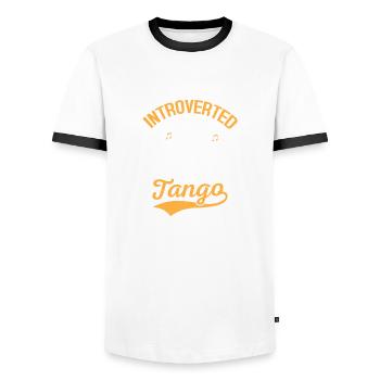 Introverti mais prêt à discuter du tango latin mus - T-shirt contrasté Homme - blanc/noir - Devant - AI Model Female 172 light (172cm) & AI Model Male 178 dark (178cm)