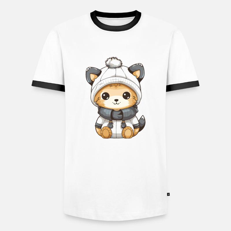 Fox Winter Comic Cute - Men's Ringer Shirt - white/black