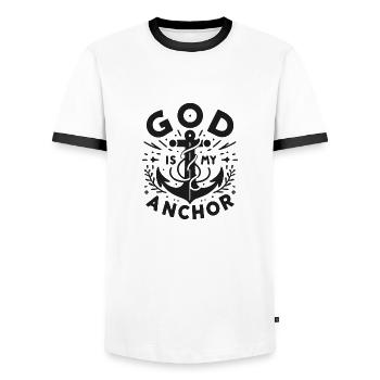 Gott ist Mein Anker - Männer Kontrast-T-Shirt - Weiß/Schwarz - Vorne - AI Model Female 172 light (172cm) & AI Model Male 178 dark (178cm)