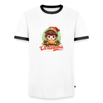 Burger Noël Want Is Burger - T-shirt contrasté Homme - blanc/noir - Devant - AI Model Female 172 light (172cm) & AI Model Male 178 dark (178cm)