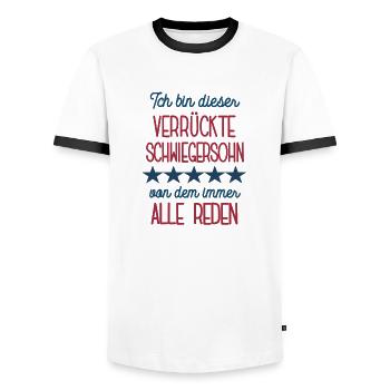 Schwiegersohn Geburtstag Bester Schwieger Sohn - Männer Kontrast-T-Shirt - Weiß/Schwarz - Vorne - AI Model Female 172 light (172cm) & AI Model Male 178 dark (178cm)