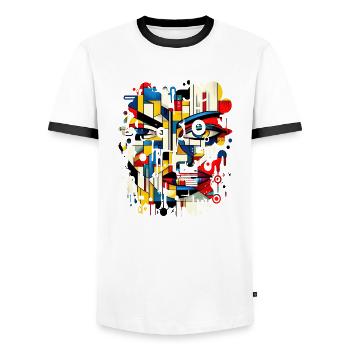 Women girl power design art female feminism symbol - Men's Ringer Shirt - white/black - Front - AI Model Female 172 light (172cm) & AI Model Male 178 dark (178cm)