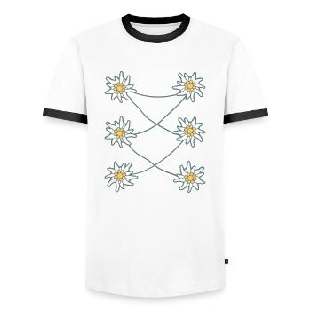 Weiße Alpen Edelweiß Blume Bergblume Berge Wandern - Männer Kontrast-T-Shirt - Weiß/Schwarz - Vorne - AI Model Female 172 light (172cm) & AI Model Male 178 dark (178cm)