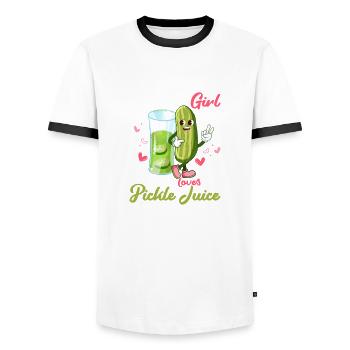 Juste une fille qui aime le jus de cornichon Fitness Vegan C - T-shirt contrasté Homme - blanc/noir - Devant - AI Model Female 172 light (172cm) & AI Model Male 178 dark (178cm)