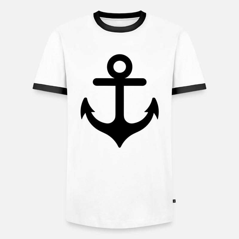 Anker - Männer Kontrast-T-Shirt - Weiß/Schwarz