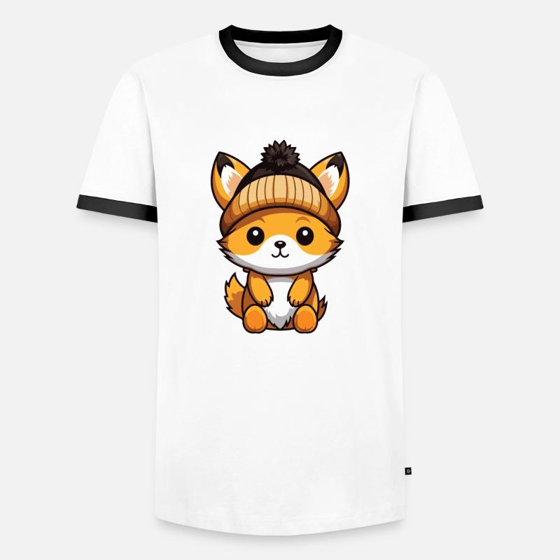 Fox Winter Comic Hat - Men's Ringer Shirt - white/black
