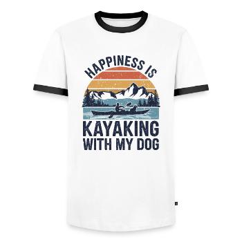 Kayak avec des amis à quatre pattes - T-shirt contrasté Homme - blanc/noir - Devant - AI Model Female 172 light (172cm) & AI Model Male 178 dark (178cm)