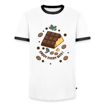 CHOCOLATE BARS - Men's Ringer Shirt - white/black - Front - AI Model Female 172 light (172cm) & AI Model Male 178 dark (178cm)