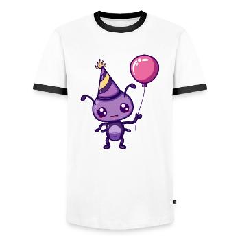 Ant Birthday Comic Cute - Men's Ringer Shirt - white/black - Front - AI Model Female 172 light (172cm) & AI Model Male 178 dark (178cm)