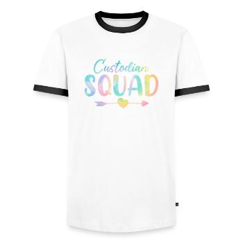 Gardien Squad Tie Dye Maid Cleaner School - T-shirt contrasté Homme - blanc/noir - Devant - AI Model Female 172 light (172cm) & AI Model Male 178 dark (178cm)