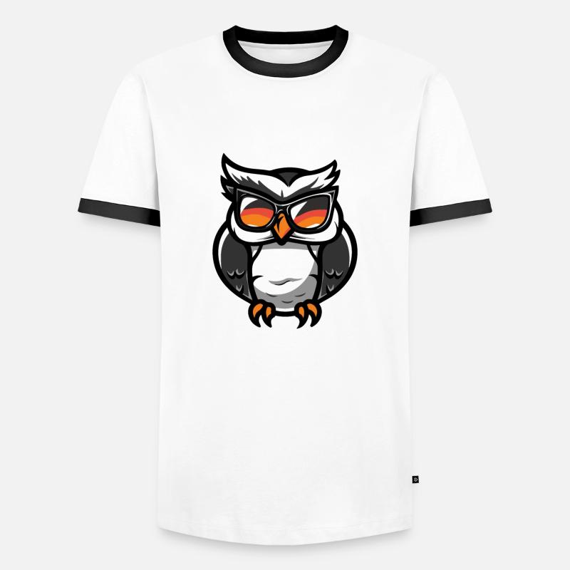 Eule Comic Cool - Männer Kontrast-T-Shirt - Weiß/Schwarz