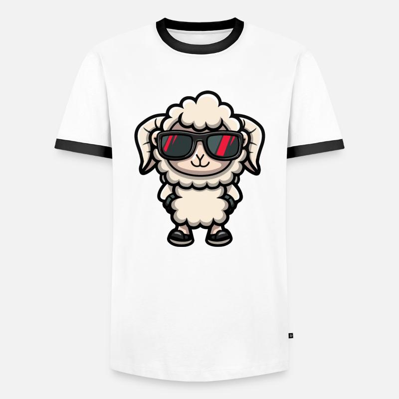 Schaf Comic Cool - Männer Kontrast-T-Shirt - Weiß/Schwarz