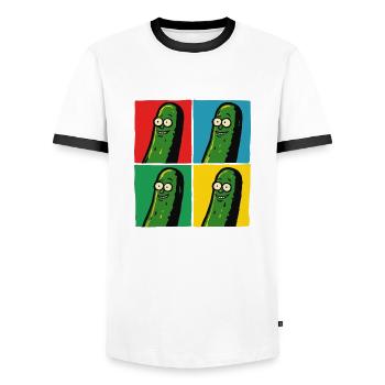 Funny Pickles For Vegans And Vegetarians In Diet - Men's Ringer Shirt - white/black - Front - AI Model Female 172 light (172cm) & AI Model Male 178 dark (178cm)