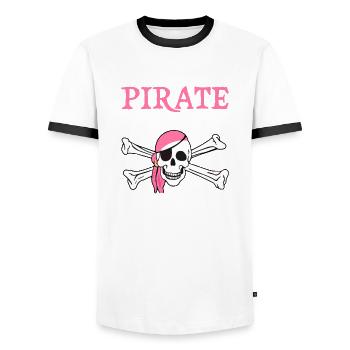 My Knees Creak More Than My Ship Funny Pirate - Men's Ringer Shirt - white/black - Front - AI Model Female 172 light (172cm) & AI Model Male 178 dark (178cm)