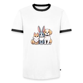 Drôle Sauver les animaux Refuge pour animaux de compagnie Sauvetage Famille d’accueil - T-shirt contrasté Homme - blanc/noir - Devant - AI Model Female 172 light (172cm) & AI Model Male 178 dark (178cm)