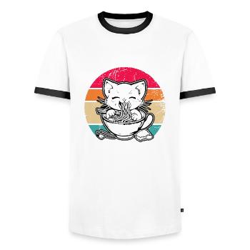 Anime Ramen Nourriture Drôle Cadeau Design - T-shirt contrasté Homme - blanc/noir - Devant - AI Model Female 172 light (172cm) & AI Model Male 178 dark (178cm)