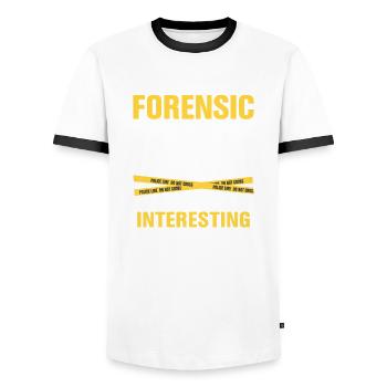 Scientifique médico-légal Scène de crime Preuves médico-légales - T-shirt contrasté Homme - blanc/noir - Devant - AI Model Female 172 light (172cm) & AI Model Male 178 dark (178cm)