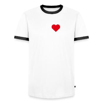 I love Amsterdam Niederlande Golden Gate Bridge Wortspiel - Männer Kontrast-T-Shirt - Weiß/Schwarz - Vorne - AI Model Female 172 light (172cm) & AI Model Male 178 dark (178cm)