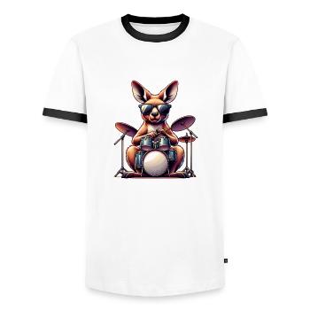 Global - Black without Japan Template - Men's Ringer Shirt - white/black - Front - AI Model Female 172 light (172cm) & AI Model Male 178 dark (178cm)