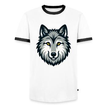 Sweet Wolf Dog - Men's Ringer Shirt - white/black - Front - AI Model Female 172 light (172cm) & AI Model Male 178 dark (178cm)