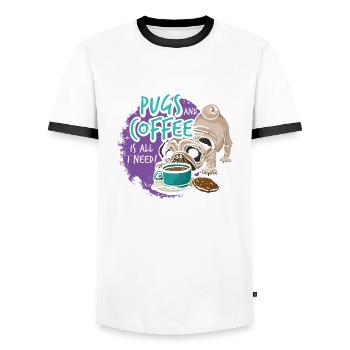 Les seins et le café sont tout ce dont j’ai besoin - T-shirt contrasté Homme - blanc/noir - Devant - AI Model Female 172 light (172cm) & AI Model Male 178 dark (178cm)