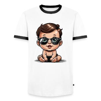 Baby Comic Sunglasses - Men's Ringer Shirt - white/black - Front - AI Model Female 172 light (172cm) & AI Model Male 178 dark (178cm)