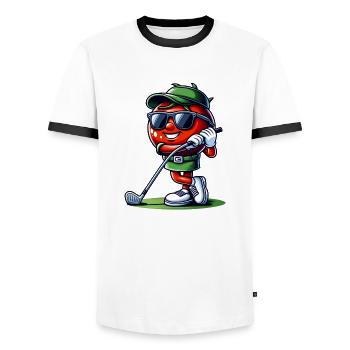Cool drôle golf tomate avec des lunettes de soleil et - T-shirt contrasté Homme - blanc/noir - Devant - AI Model Female 172 light (172cm) & AI Model Male 178 dark (178cm)