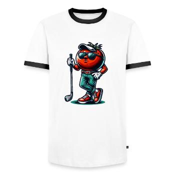 Lustige Golf-tomate Mit Cooler Sonnenbrille Und - Männer Kontrast-T-Shirt - Weiß/Schwarz - Vorne - AI Model Female 172 light (172cm) & AI Model Male 178 dark (178cm)