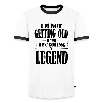 im not getting old im becoming legend - Men's Ringer Shirt - white/black - Front - AI Model Female 172 light (172cm) & AI Model Male 178 dark (178cm)