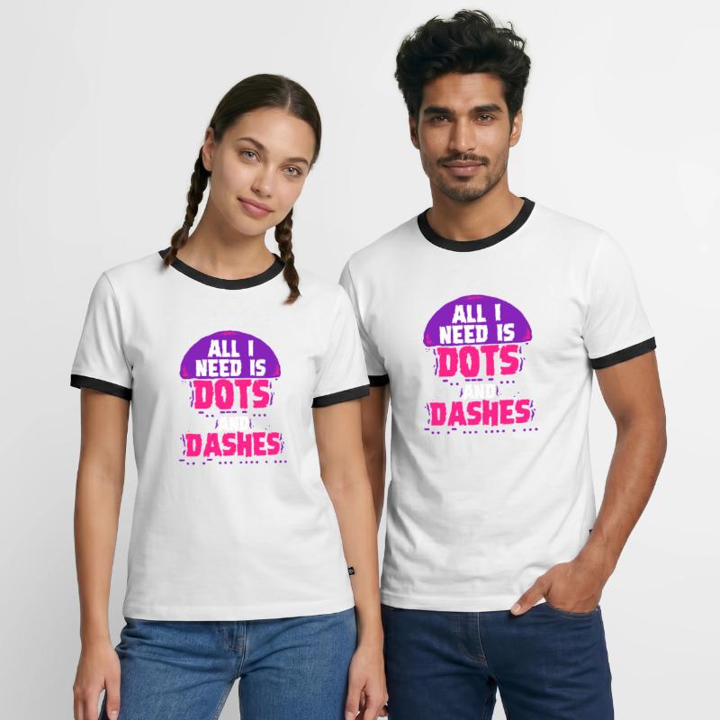 Morsecode Morse Code Dots And Dashes Männer Kontrast-T-Shirt