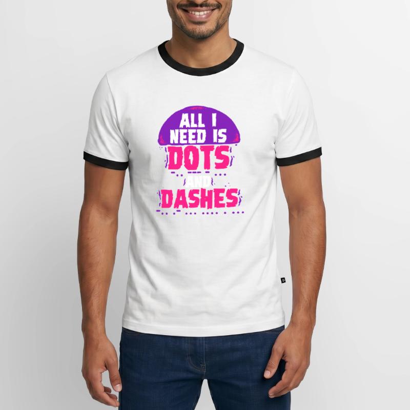 Morsecode Morse Code Points et tirets T-shirt contrasté Homme
