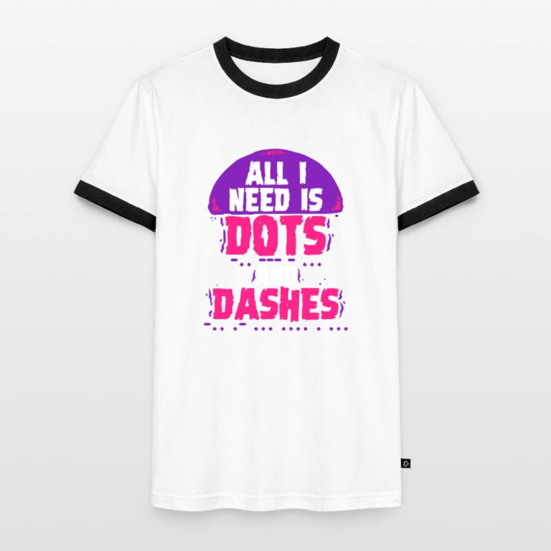 Morsecode Morse Code Dots And Dashes Männer Kontrast-T-Shirt