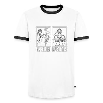 Directeur musical Mon problème Mon pictogramme Papa Maman - T-shirt contrasté Homme - blanc/noir - Devant - AI Model Female 172 light (172cm) & AI Model Male 178 dark (178cm)