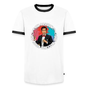 Directeur musical Ma passion Mon mélomane Musicien - T-shirt contrasté Homme - blanc/noir - Devant - AI Model Female 172 light (172cm) & AI Model Male 178 dark (178cm)