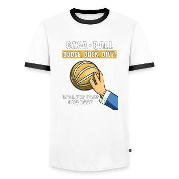 voelkerball gaga ball - Männer Kontrast-T-Shirt - Weiß/Schwarz - Vorne - AI Model Female 172 light (172cm) & AI Model Male 178 dark (178cm)