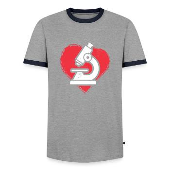 Amour Scientifique de laboratoire médical Drôle Scientifique MLS - T-shirt contrasté Homme - gris/marine  - Devant - AI Model Female 172 light (172cm) & AI Model Male 178 light (178cm)