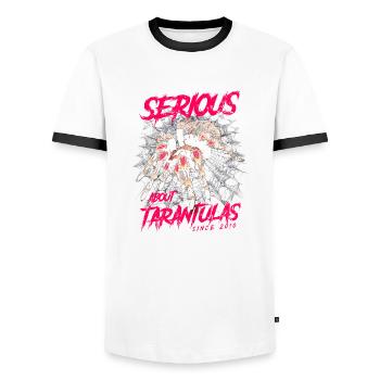 Serious About Tarentules Araignée De Compagnie Née En 2010 - T-shirt contrasté Homme - blanc/noir - Devant - AI Model Female 172 light (172cm) & AI Model Male 178 dark (178cm)