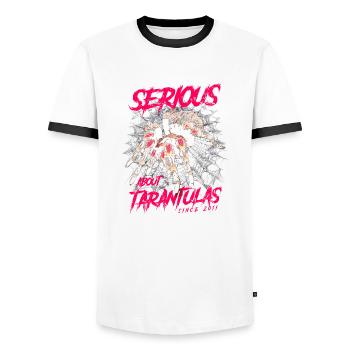 Serious About Tarentules Araignée De Compagnie Née En 2011 - T-shirt contrasté Homme - blanc/noir - Devant - AI Model Female 172 light (172cm) & AI Model Male 178 dark (178cm)