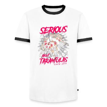 Serious About Tarentules Pet Spider Né En 2014 - T-shirt contrasté Homme - blanc/noir - Devant - AI Model Female 172 light (172cm) & AI Model Male 178 dark (178cm)