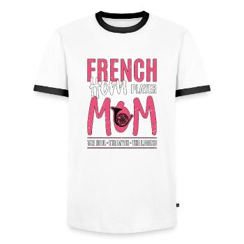 French Horn Player Mom The Idol The Horn Player - Men's Ringer Shirt - white/black - Front - AI Model Female 172 light (172cm) & AI Model Male 178 dark (178cm)