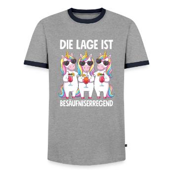 Die Lage Ist Besäufniserregend - Männer Kontrast-T-Shirt - Grau/Navy  - Vorne - AI Model Female 172 light (172cm) & AI Model Male 178 light (178cm)