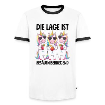 Die Lage Ist Besäufniserregend - Männer Kontrast-T-Shirt - Weiß/Schwarz - Vorne - AI Model Female 172 light (172cm) & AI Model Male 178 dark (178cm)